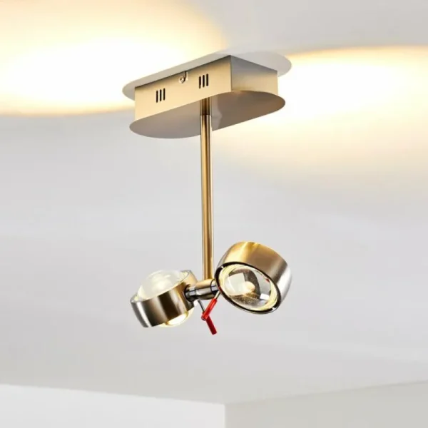hofstein Plafonnier Florenz LED Nickel mat, 2 lumières* Lampes En Verre