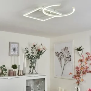 hofstein Plafonnier Frederick LED Chrome, Blanc, 1 lumière* Lampes Modernes