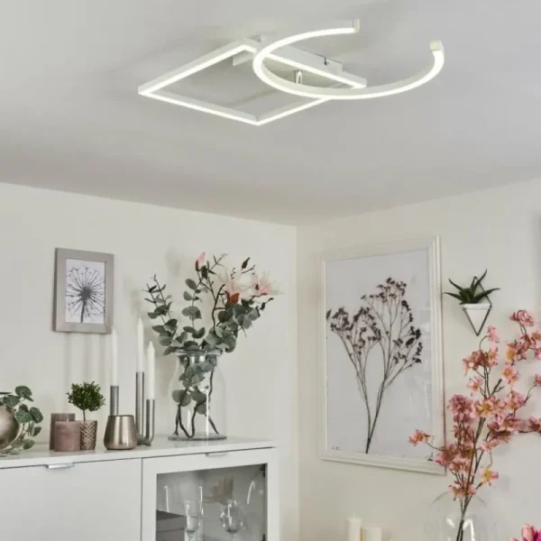 hofstein Plafonnier Frederick LED Chrome, Blanc, 1 lumière* Lampes Modernes