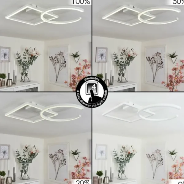 hofstein Plafonnier Frederick LED Chrome, Blanc, 1 lumière* Lampes Modernes