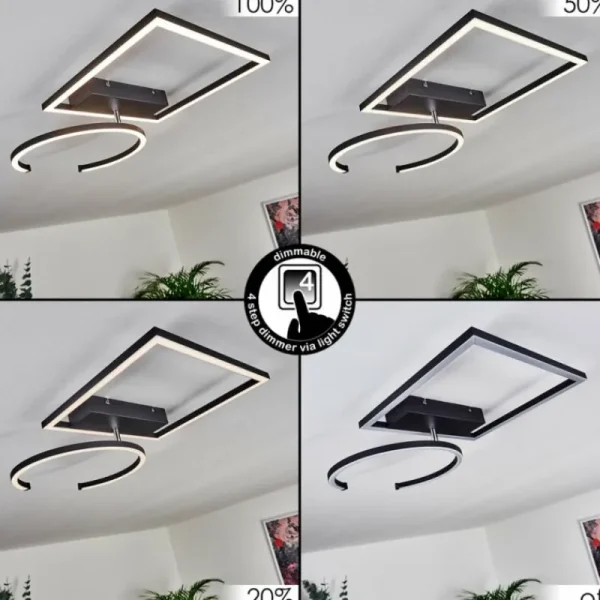 hofstein Plafonnier Frederick LED Noir, Blanc, 1 lumière* Lampes Modernes