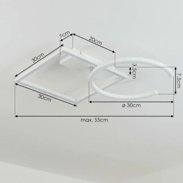 hofstein Plafonnier Frederick LED Chrome, Blanc, 1 lumière* Lampes Modernes