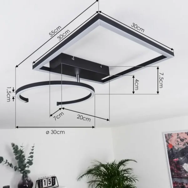 hofstein Plafonnier Frederick LED Noir, Blanc, 1 lumière* Lampes Modernes