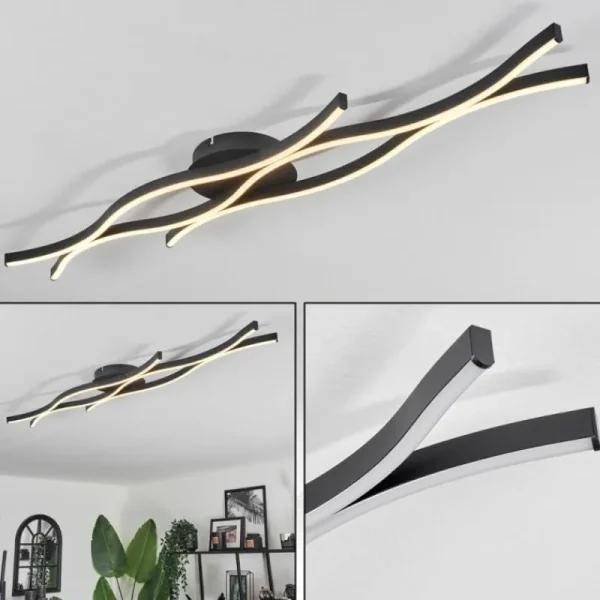 hofstein Plafonnier Fuliola LED Noir, 1 lumière* Lampes Modernes