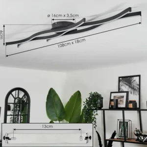 hofstein Plafonnier Fuliola LED Noir, 1 lumière* Lampes Modernes