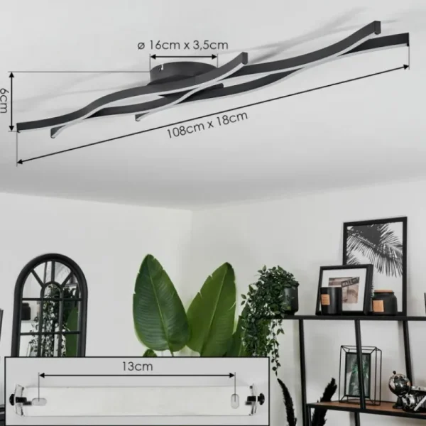 hofstein Plafonnier Fuliola LED Noir, 1 lumière* Lampes Modernes