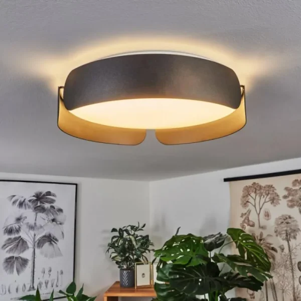 hofstein Plafonnier Fuscado LED Noir, 1 lumière* Lampes Modernes