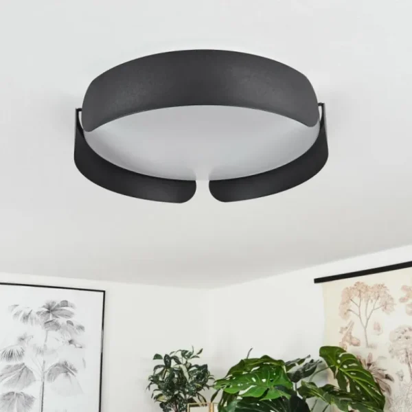 hofstein Plafonnier Fuscado LED Noir, 1 lumière* Lampes Modernes