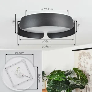hofstein Plafonnier Fuscado LED Noir, 1 lumière* Lampes Modernes
