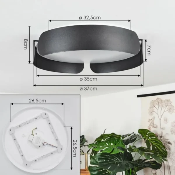 hofstein Plafonnier Fuscado LED Noir, 1 lumière* Lampes Modernes