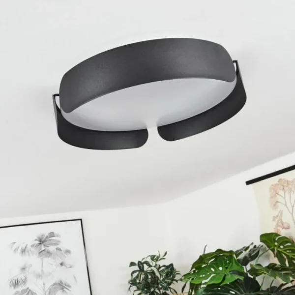hofstein Plafonnier Fuscado LED Noir, 1 lumière* Lampes Modernes