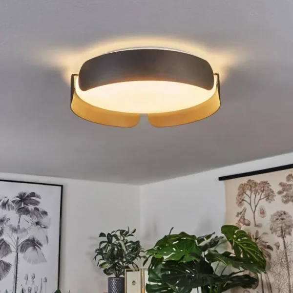 hofstein Plafonnier Fuscado LED Noir, 1 lumière* Lampes Modernes