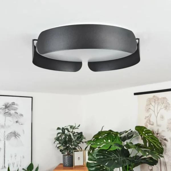 hofstein Plafonnier Fuscado LED Noir, 1 lumière* Lampes Modernes