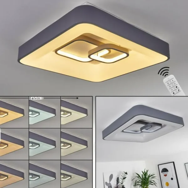 hofstein Plafonnier Gabbiana LED Gris, Blanc, 1 lumière, Télécommandes* Lampes Modernes