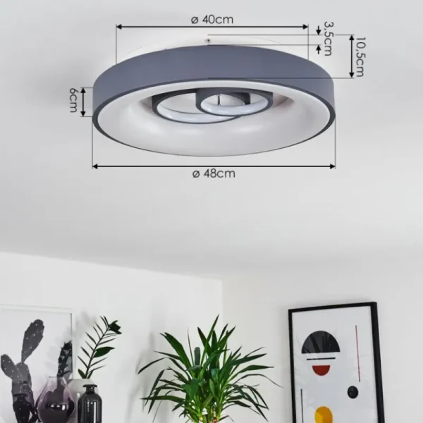 hofstein Plafonnier Gabbiana LED Gris, Blanc, 1 lumière, Télécommandes* Lampes Modernes