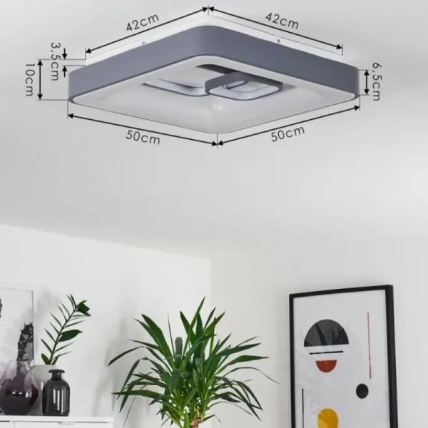 hofstein Plafonnier Gabbiana LED Gris, Blanc, 1 lumière, Télécommandes* Lampes Modernes