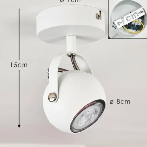 hofstein Plafonnier Gadmen Chrome, Blanc, 1 lumière* Lampes Modernes