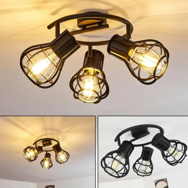 hofstein Plafonnier Gainesville Noir, 3 lumières* Lampes Modernes