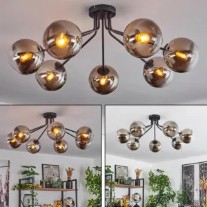 hofstein Plafonnier Gastor Noir, 7 lumières* Lampes Modernes