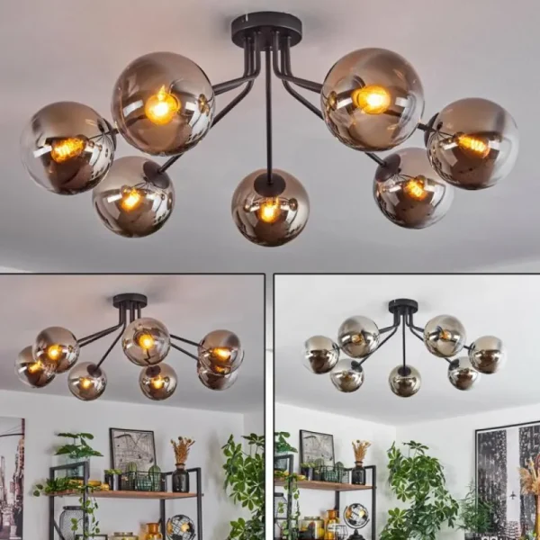 hofstein Plafonnier Gastor Noir, 7 lumières* Lampes Modernes