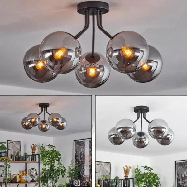 hofstein Plafonnier Gastor Noir, 5 lumières* Lampes Modernes