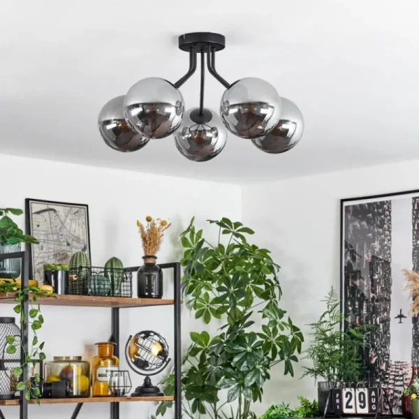 hofstein Plafonnier Gastor Noir, 5 lumières* Lampes Modernes