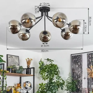 hofstein Plafonnier Gastor Noir, 7 lumières* Lampes Modernes