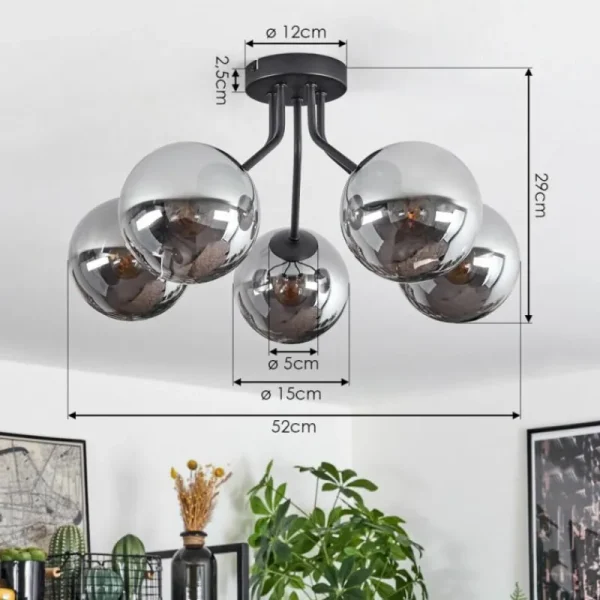 hofstein Plafonnier Gastor Noir, 5 lumières* Lampes Modernes