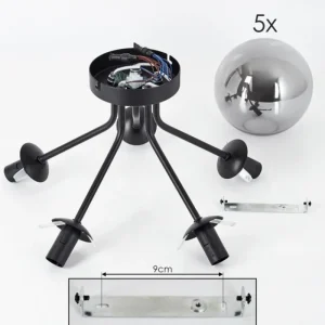 hofstein Plafonnier Gastor Noir, 5 lumières* Lampes Modernes