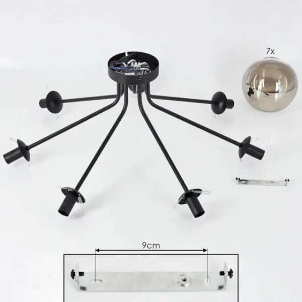 hofstein Plafonnier Gastor Noir, 7 lumières* Lampes Modernes