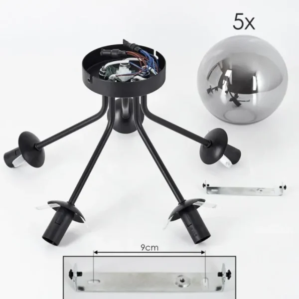 hofstein Plafonnier Gastor Noir, 5 lumières* Lampes Modernes