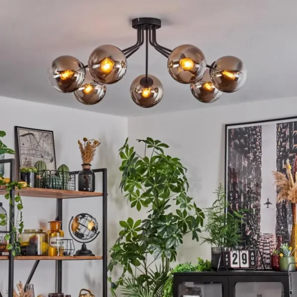 hofstein Plafonnier Gastor Noir, 7 lumières* Lampes Modernes