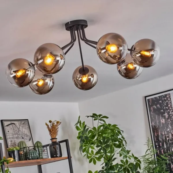hofstein Plafonnier Gastor Noir, 7 lumières* Lampes Modernes