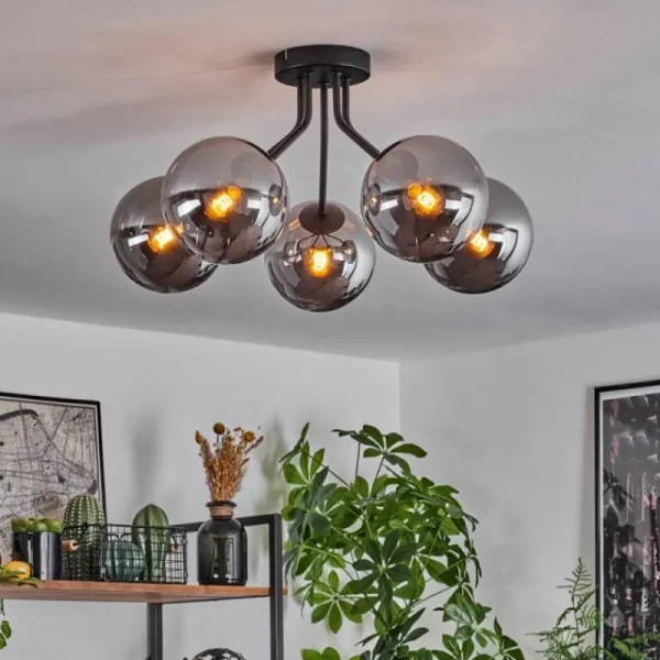 hofstein Plafonnier Gastor Noir, 5 lumières* Lampes Modernes