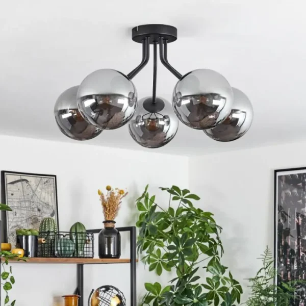hofstein Plafonnier Gastor Noir, 5 lumières* Lampes Modernes