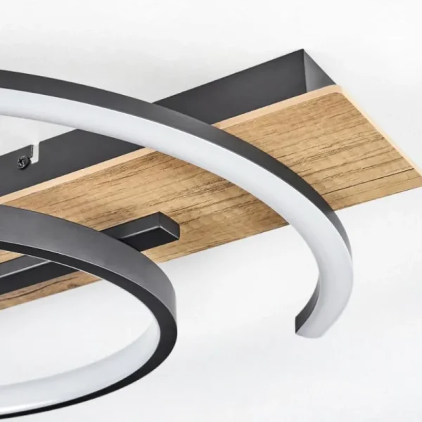 hofstein Plafonnier Gauvin LED Brun, Couleur bois, Noir, 1 lumière* Lampes Modernes