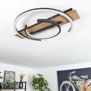 hofstein Plafonnier Gauvin LED Brun, Couleur bois, Noir, 1 lumière* Lampes Modernes