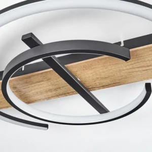 hofstein Plafonnier Gauvin LED Brun, Couleur bois, Noir, 1 lumière* Lampes Modernes