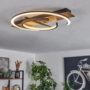 hofstein Plafonnier Gauvin LED Brun, Couleur bois, Noir, 1 lumière* Lampes Modernes