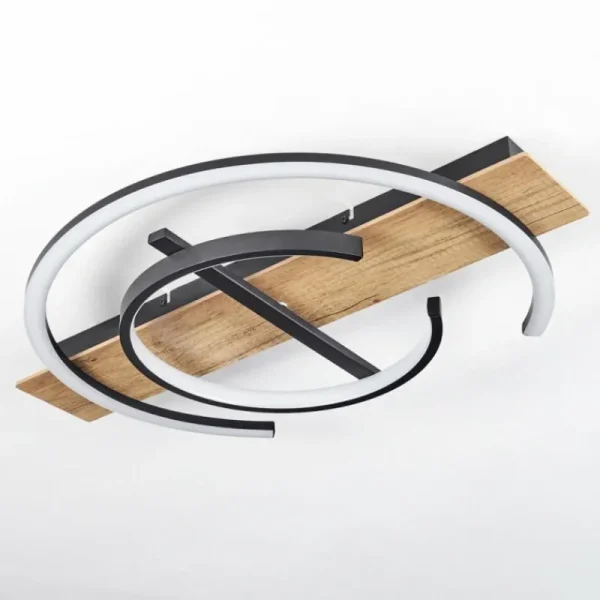 hofstein Plafonnier Gauvin LED Brun, Couleur bois, Noir, 1 lumière* Lampes Modernes