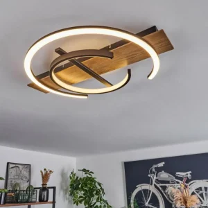 hofstein Plafonnier Gauvin LED Brun, Couleur bois, Noir, 1 lumière* Lampes Modernes