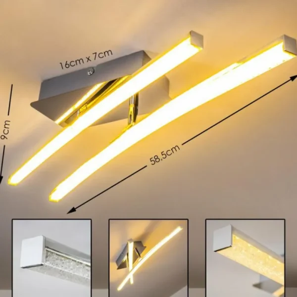 hofstein Plafonnier Georgina LED Chrome, 2 lumières* Lampes Modernes