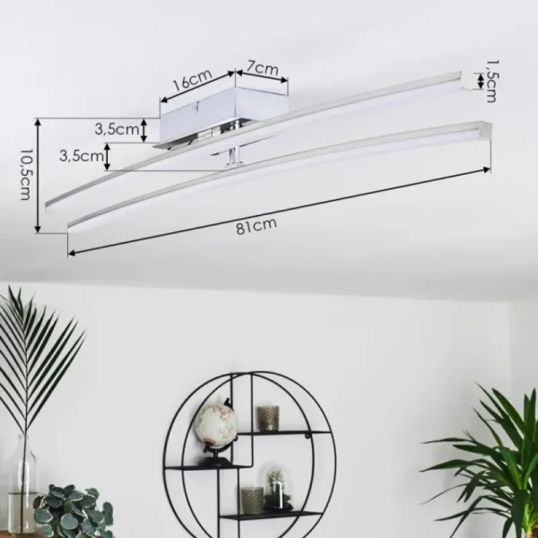 hofstein Plafonnier Georgina LED Chrome, 2 lumières* Lampes Modernes