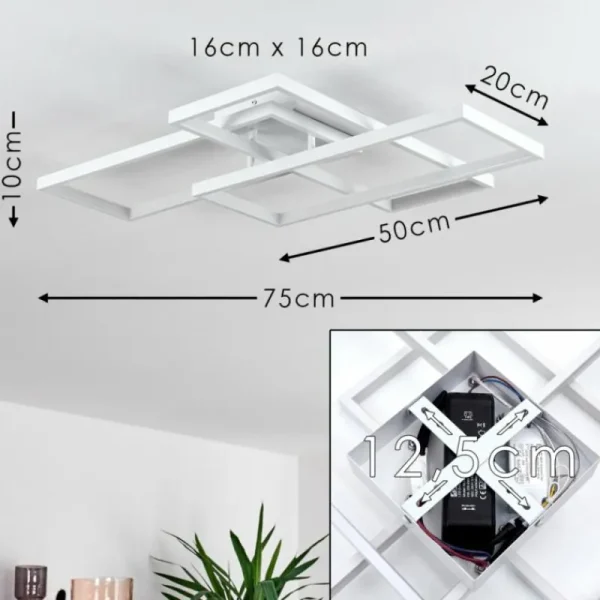 hofstein Plafonnier Ghana LED Blanc, 4 lumières, Télécommandes, Changeur de couleurs* Lampes Modernes