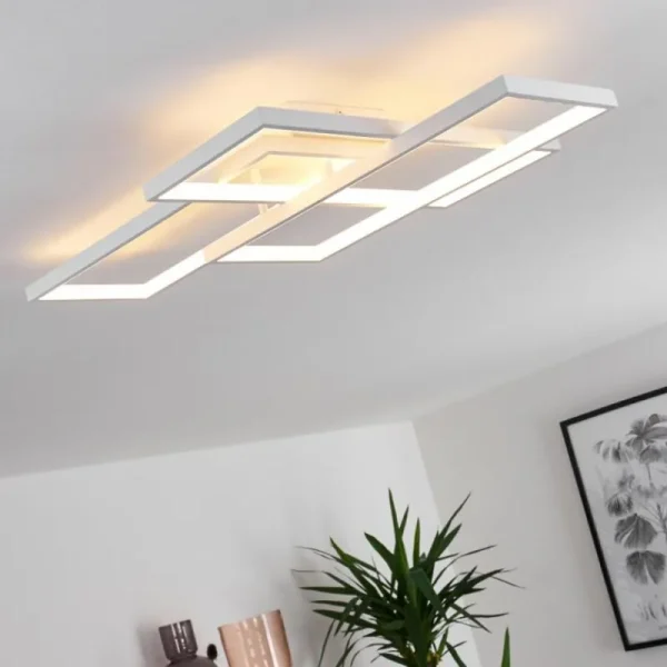 hofstein Plafonnier Ghana LED Blanc, 4 lumières, Télécommandes, Changeur de couleurs* Lampes Modernes
