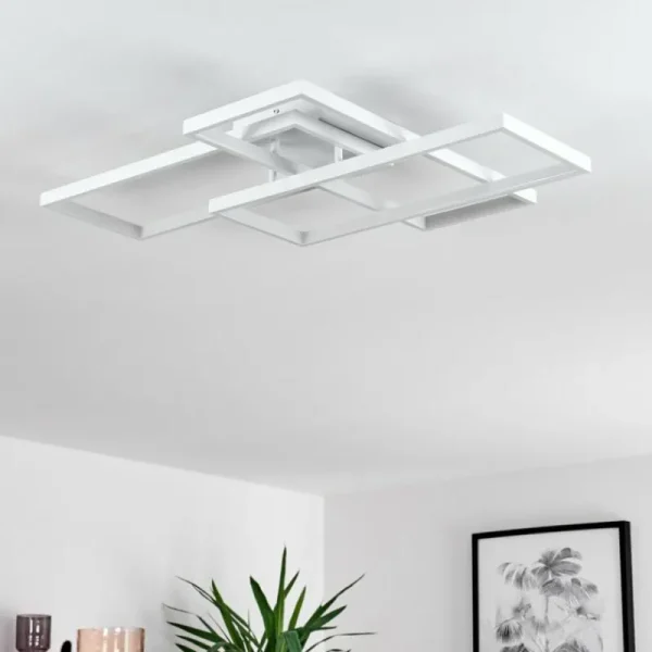 hofstein Plafonnier Ghana LED Blanc, 4 lumières, Télécommandes, Changeur de couleurs* Lampes Modernes