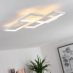 hofstein Plafonnier Ghana LED Blanc, 4 lumières, Télécommandes, Changeur de couleurs* Lampes Modernes