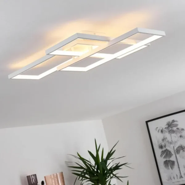 hofstein Plafonnier Ghana LED Blanc, 4 lumières, Télécommandes, Changeur de couleurs* Lampes Modernes