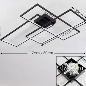 hofstein Plafonnier Ghana LED Noir, 1 lumière, Télécommandes* Lampes Modernes