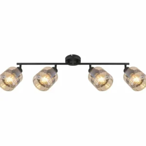 Luminaires Globo Lighting Plafonnier Globo LAZARUS Noir, 4 lumières* Lampes En Verre